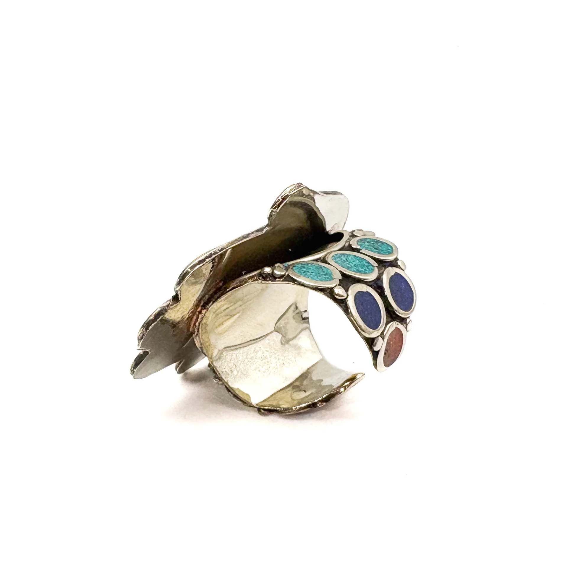 Hamsa Inlaid White Brass Adjustable Ring (C) - Image 10