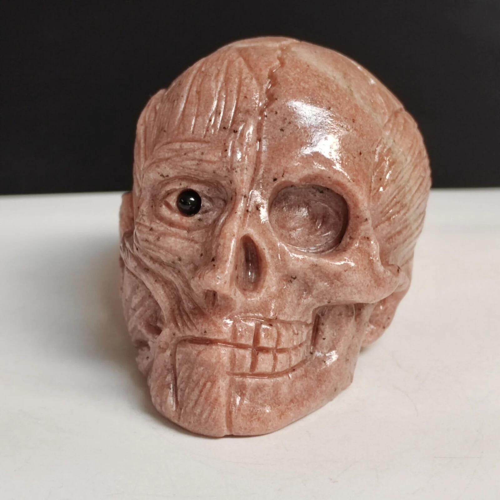 Hand-Carved Natural Quartzite Mineral Specimen Skull, Human Face Sculpture - Image 2