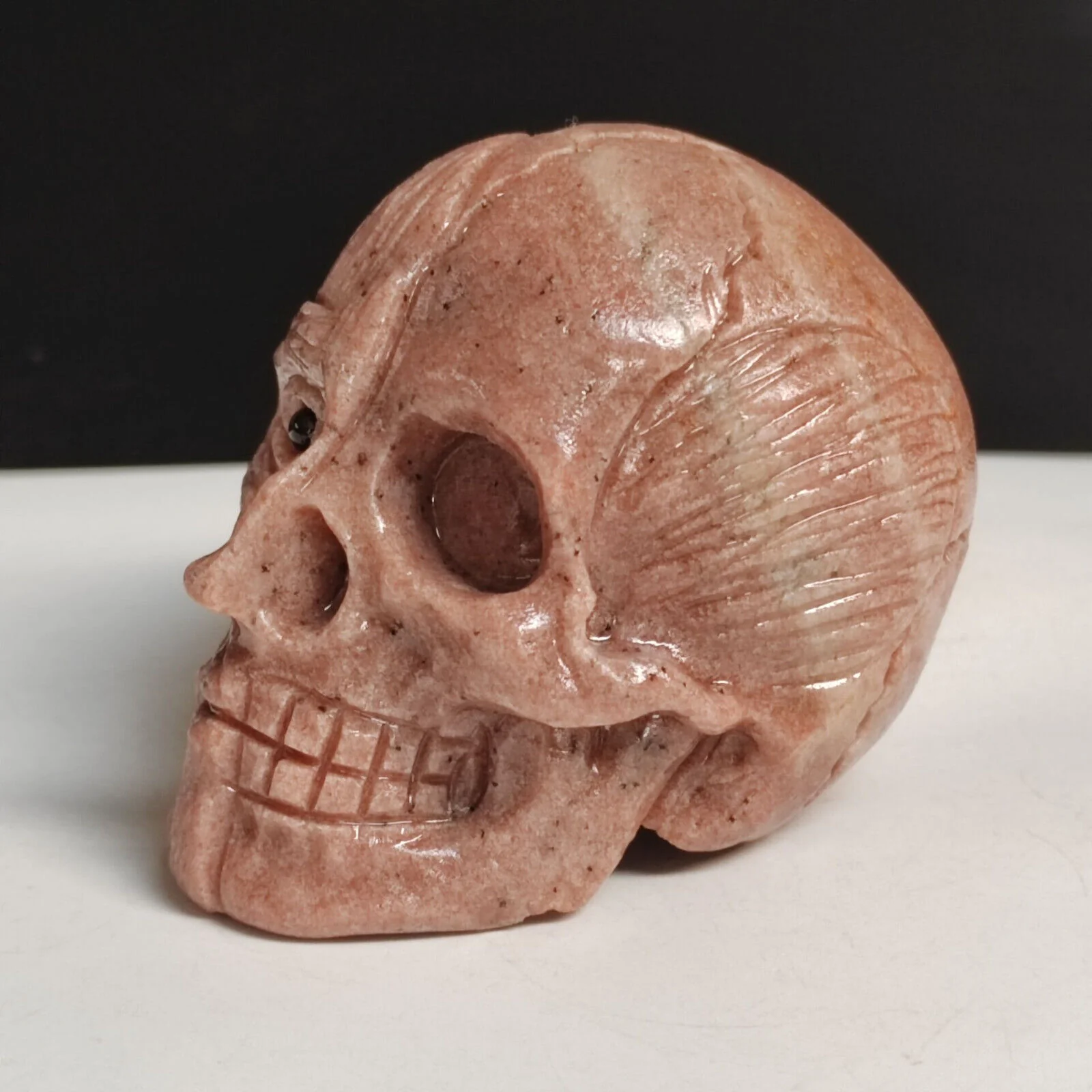 Hand-Carved Natural Quartzite Mineral Specimen Skull, Human Face Sculpture - Image 5