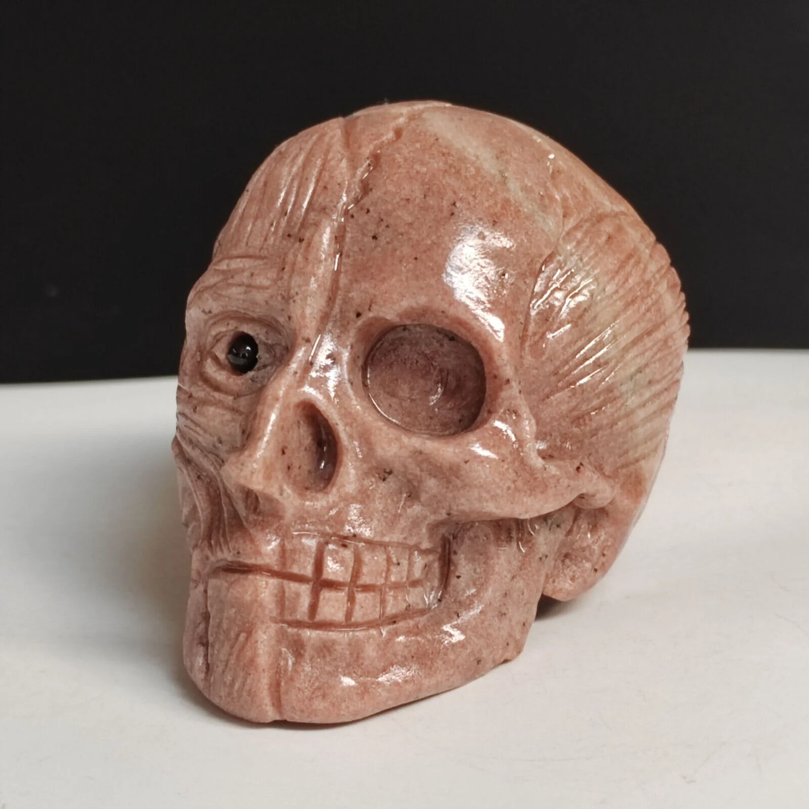 Hand-Carved Natural Quartzite Mineral Specimen Skull, Human Face Sculpture - Image 6