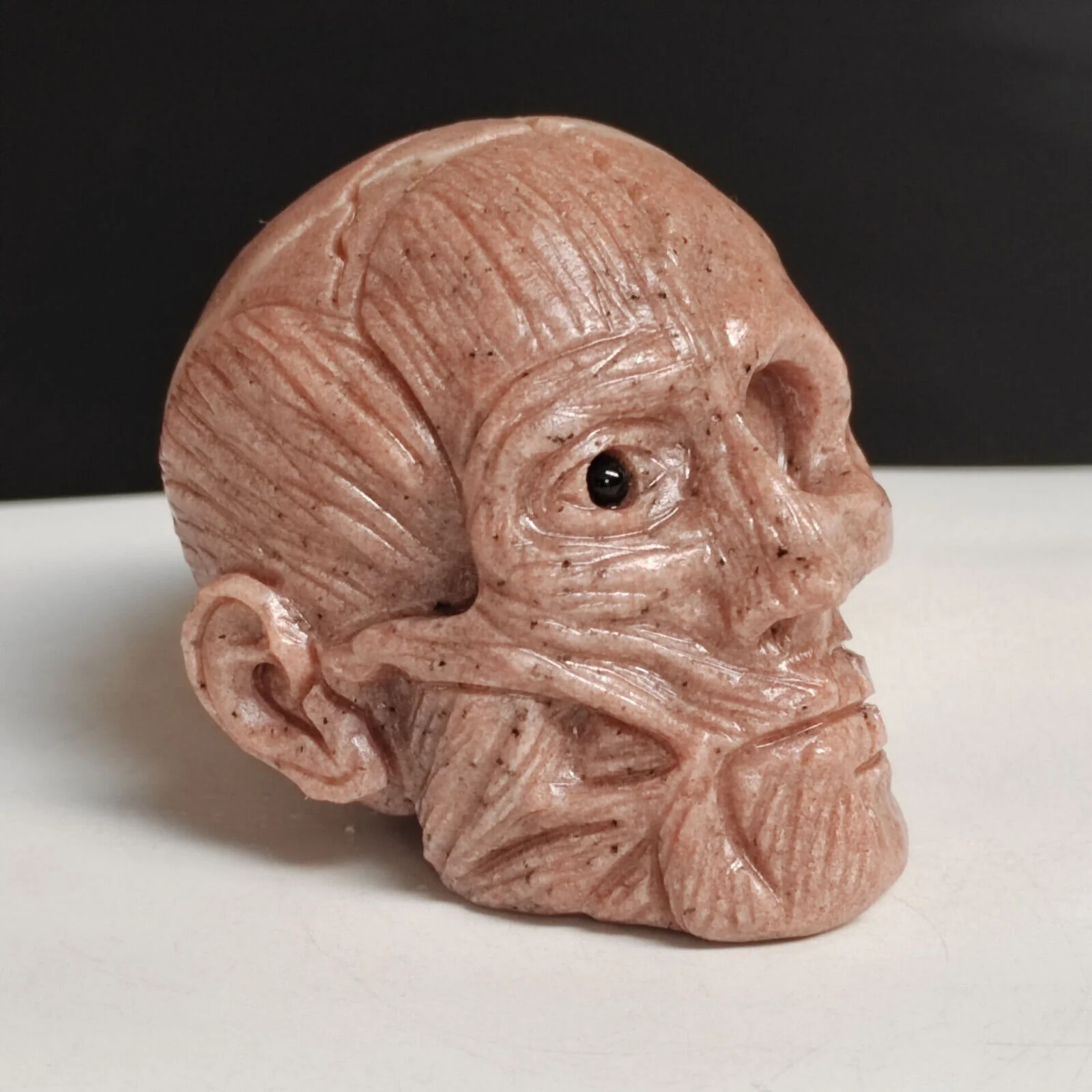Hand-Carved Natural Quartzite Mineral Specimen Skull, Human Face Sculpture - Image 7