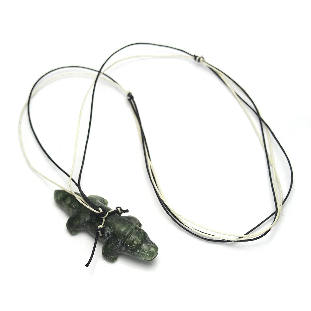 Hand Cut Serpentine Crocodile Necklace - Image 2