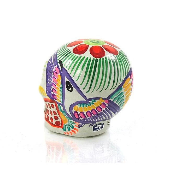 Hand Painted Ceramic History Skull, White - Image 2
