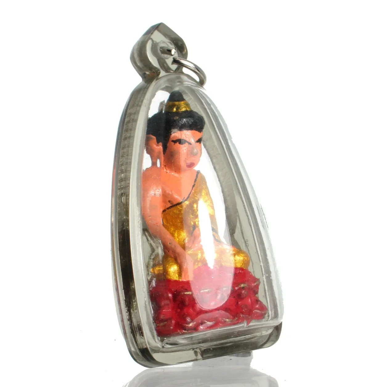 Hand Painted Lord Buddha Conquering Mara (Evil) Amulet - Image 3