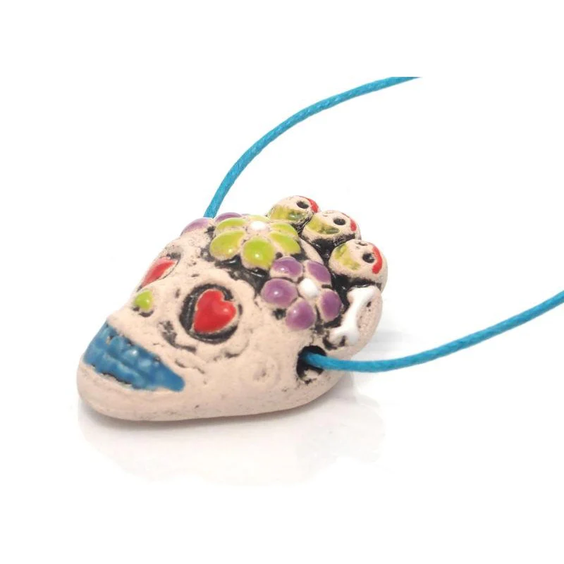 Hand Painted Skull Bead from Peru - Image 4