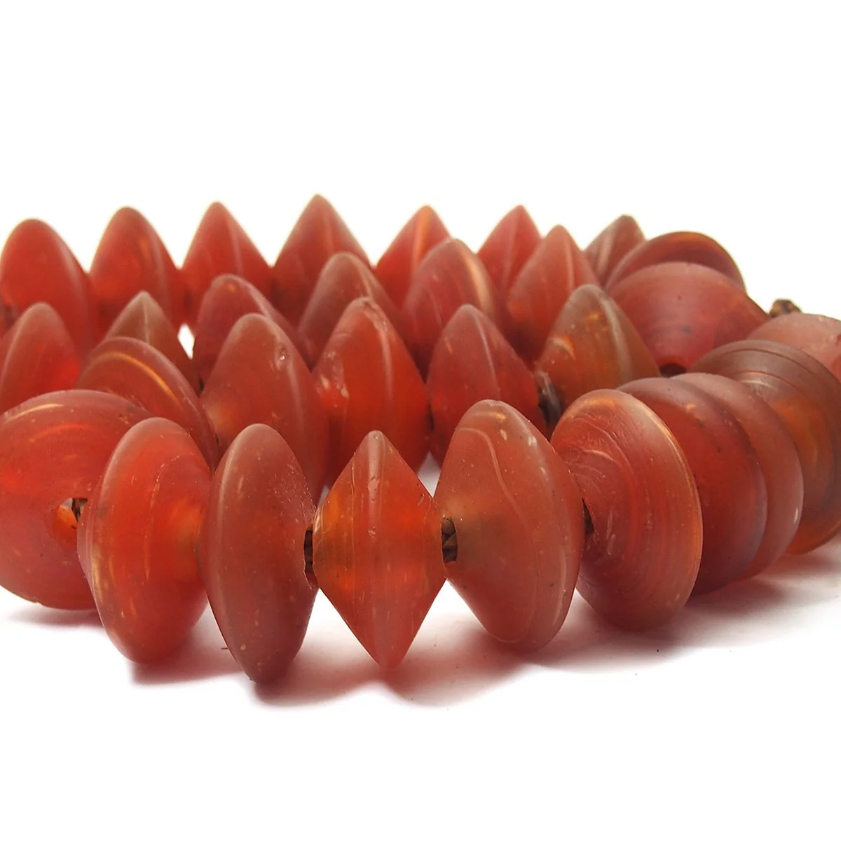 Hand Wound Extra Large "Saucer" Glass Heirloom Indian Trade Beads / Necklace - Image 3
