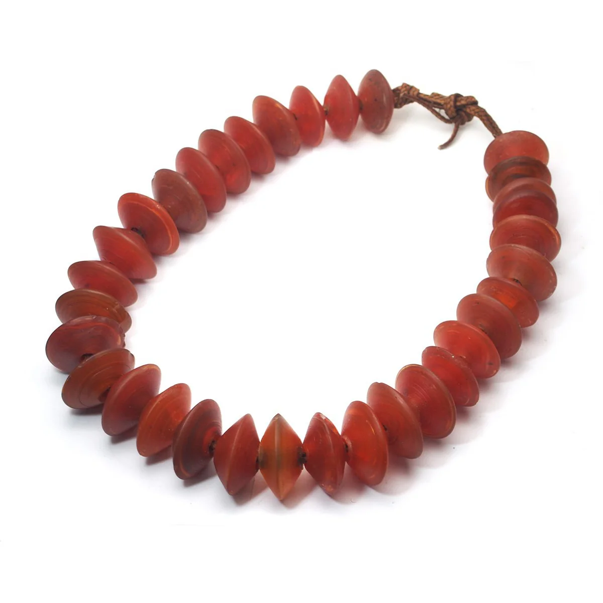 Hand Wound Extra Large "Saucer" Glass Heirloom Indian Trade Beads / Necklace - Image 4