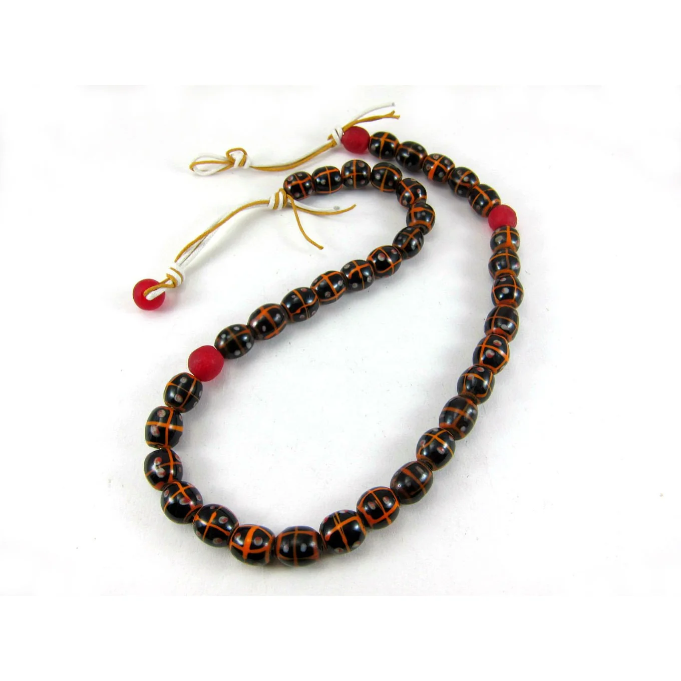 Hand Wound/Hand Inlaid Java Glass Bead Necklace/Strand - Image 2
