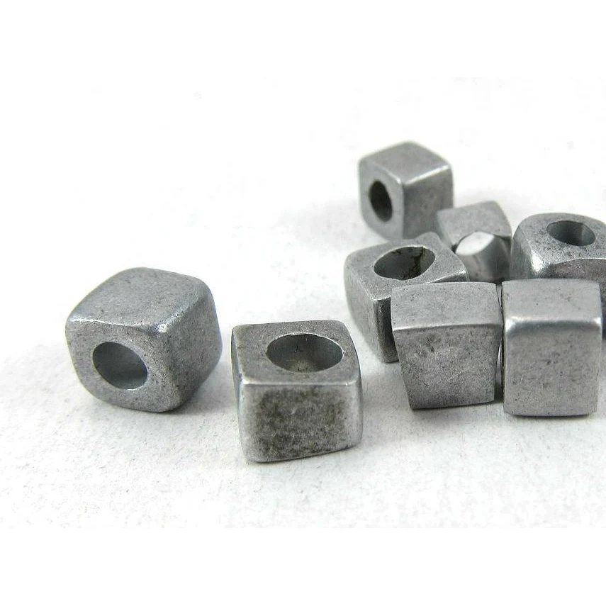 Hand Formed Aluminum Cube Bead Strand - Image 2