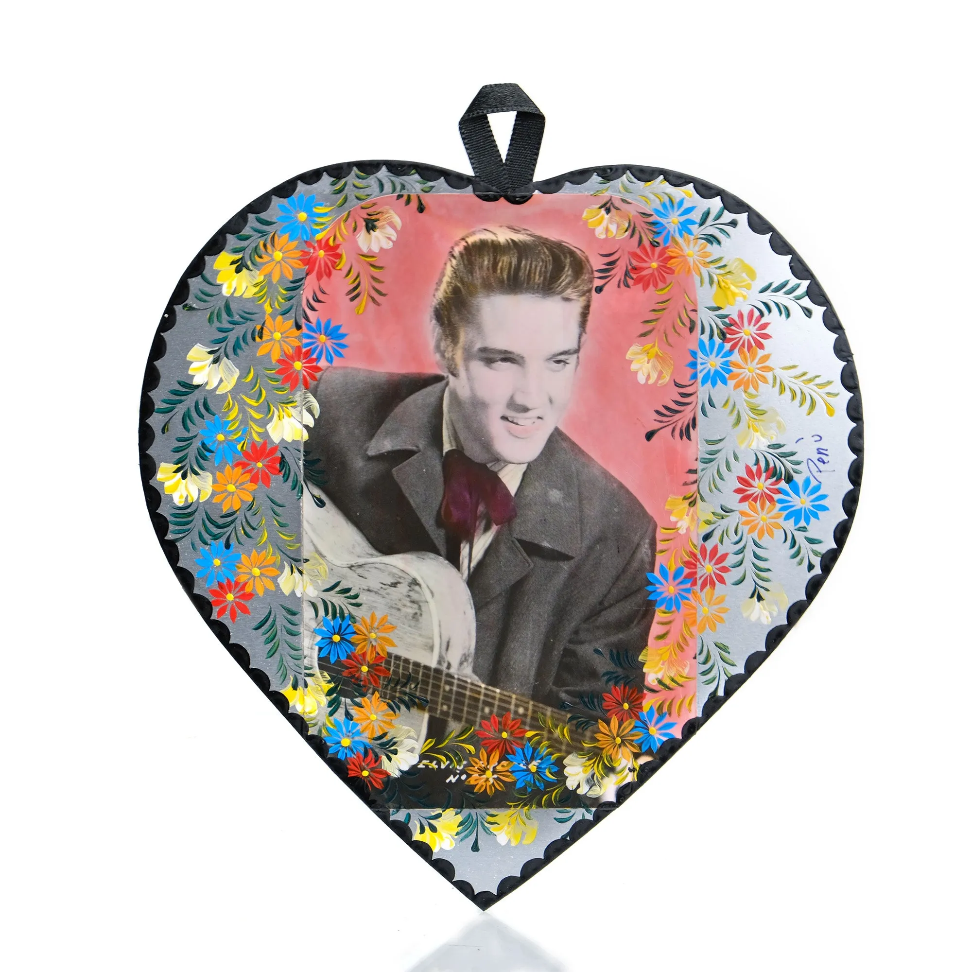 Hand-Painted Elvis/Marilyn Heart Ornament - Image 3