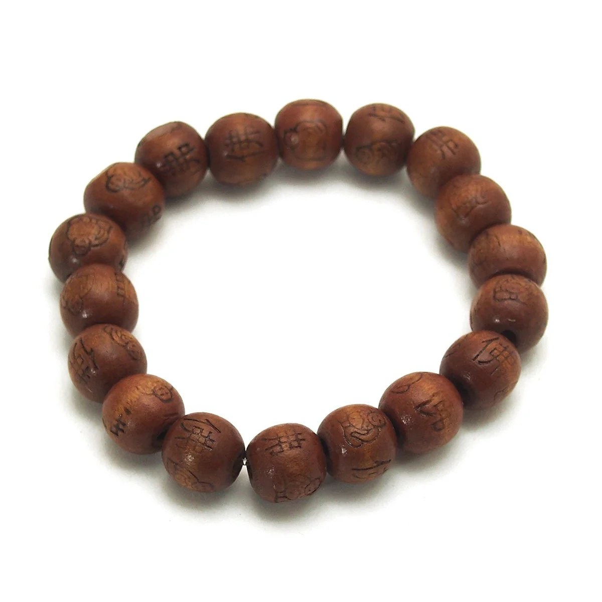 Happy Laughing Buddha Stamped Pine Wood Stretch Bracelet - Image 6