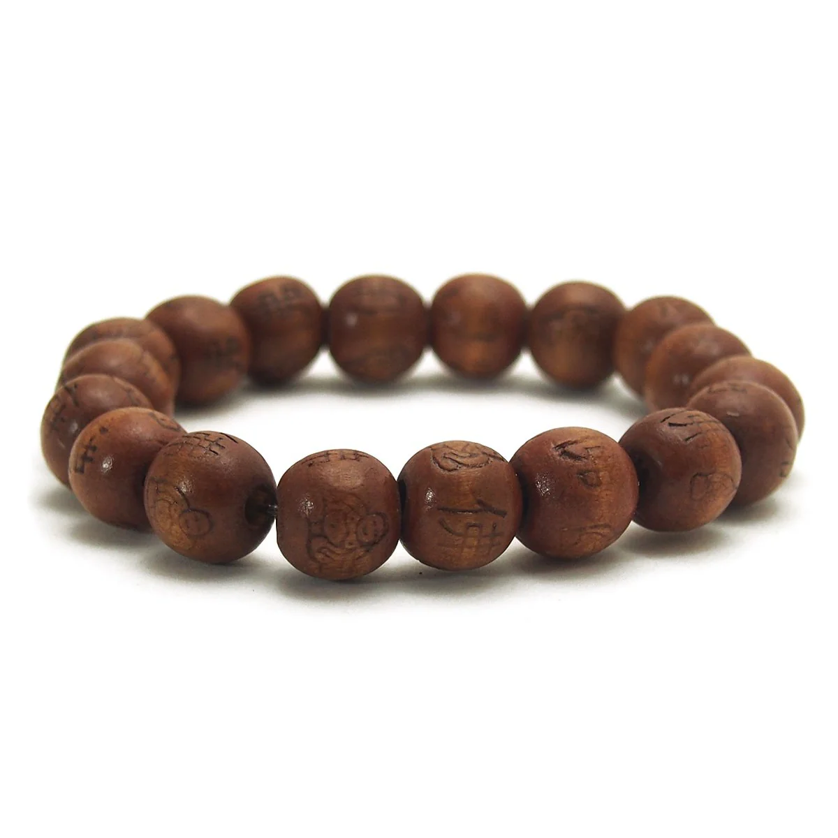 Happy Laughing Buddha Stamped Pine Wood Stretch Bracelet - Image 7