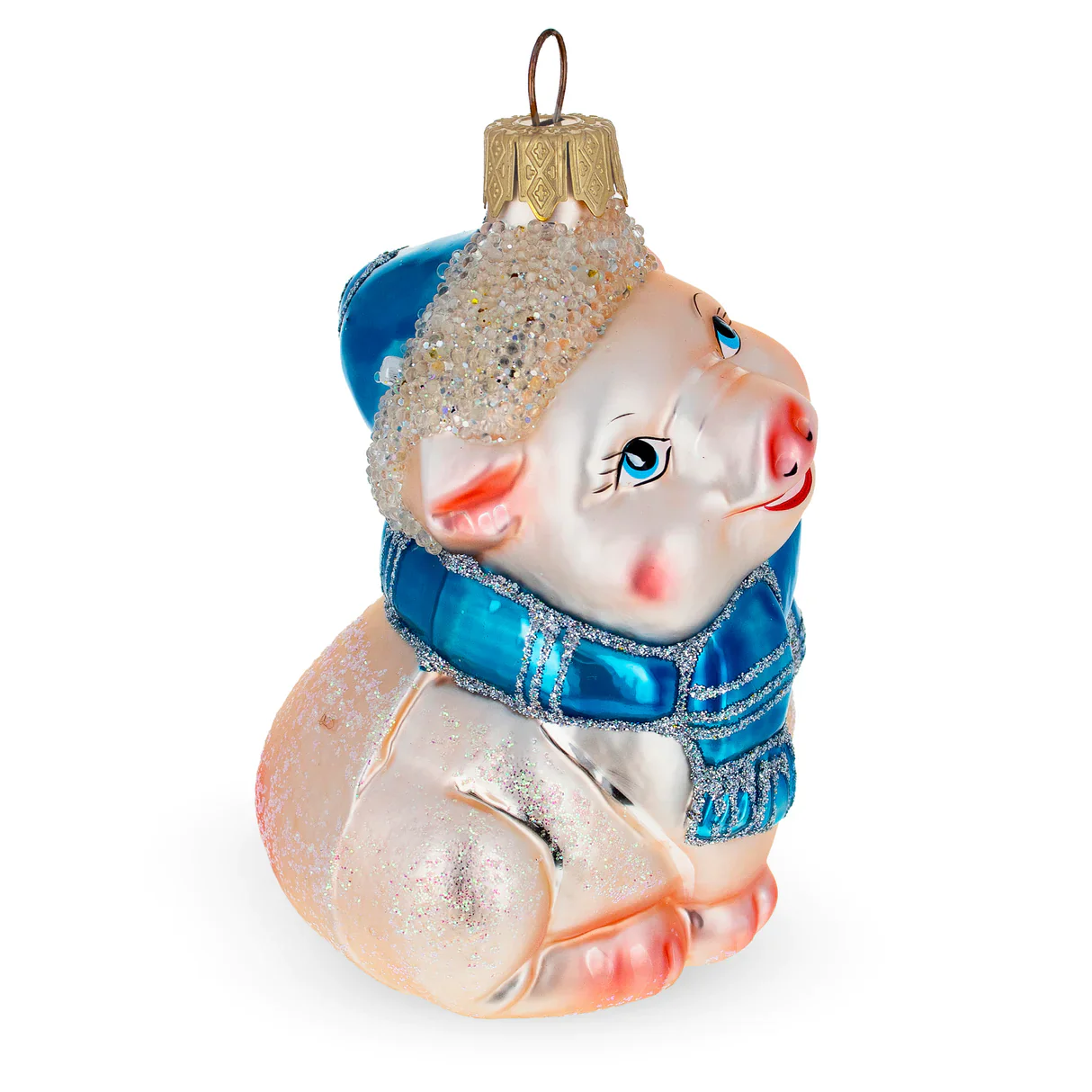 Warm Piglet with Blue Scarf Ornament PS - Image 2