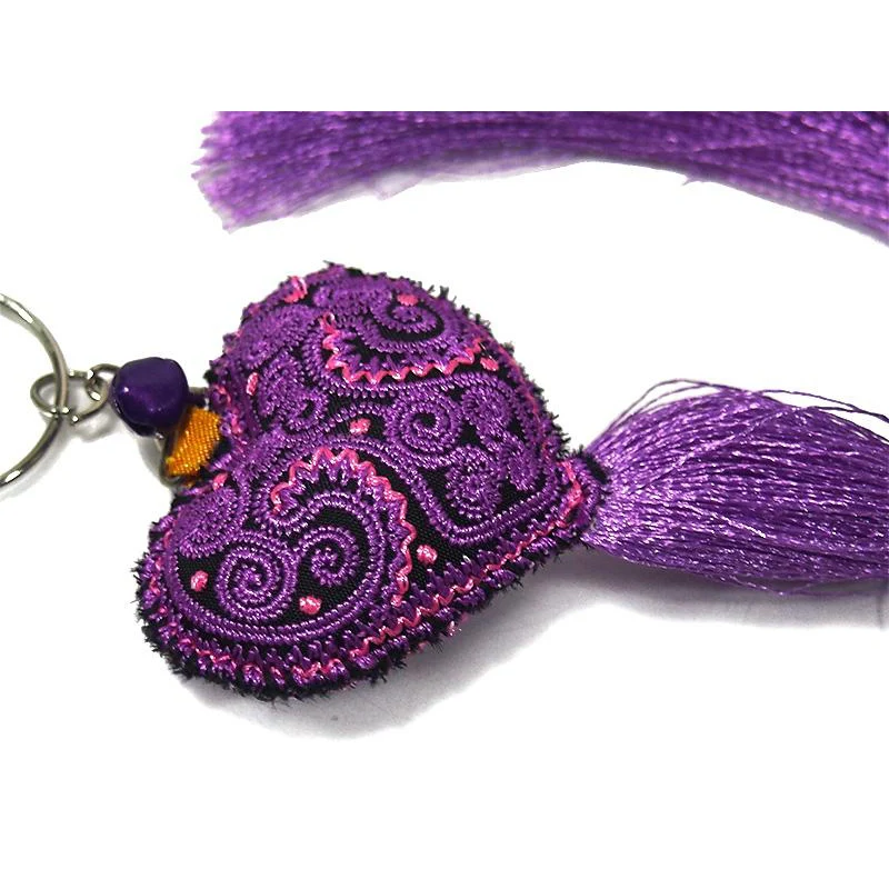 Purple Heart Embroidered Tassel Keychain 1 - Image 2