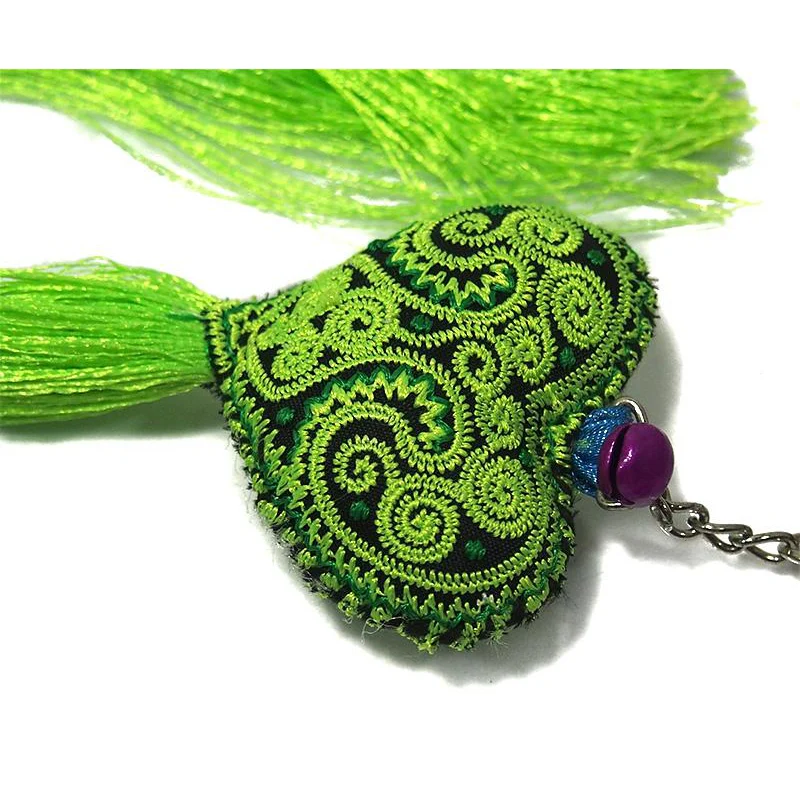 Heart Embroidered Tassel Keychain 2 - Image 2
