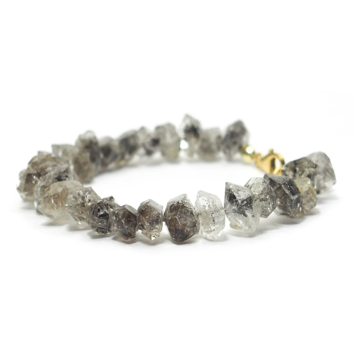 Herkimer Diamond Faceted Nugget Knotted Bracelet with Gold Filled Trigger Clasp - Image 2
