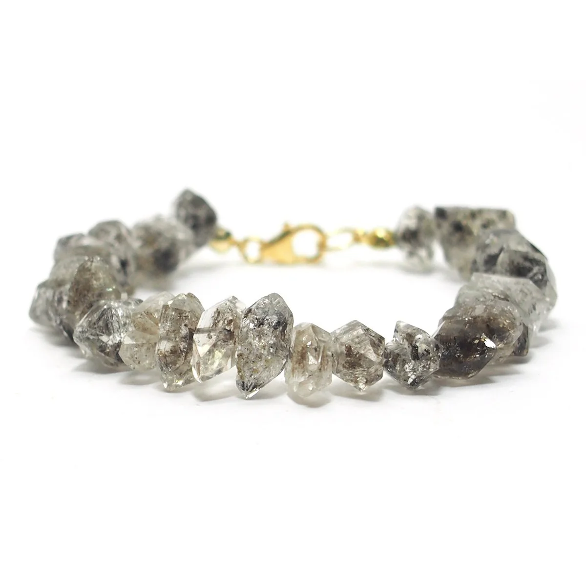 Herkimer Diamond Faceted Nugget Knotted Bracelet with Gold Filled Trigger Clasp - Image 3