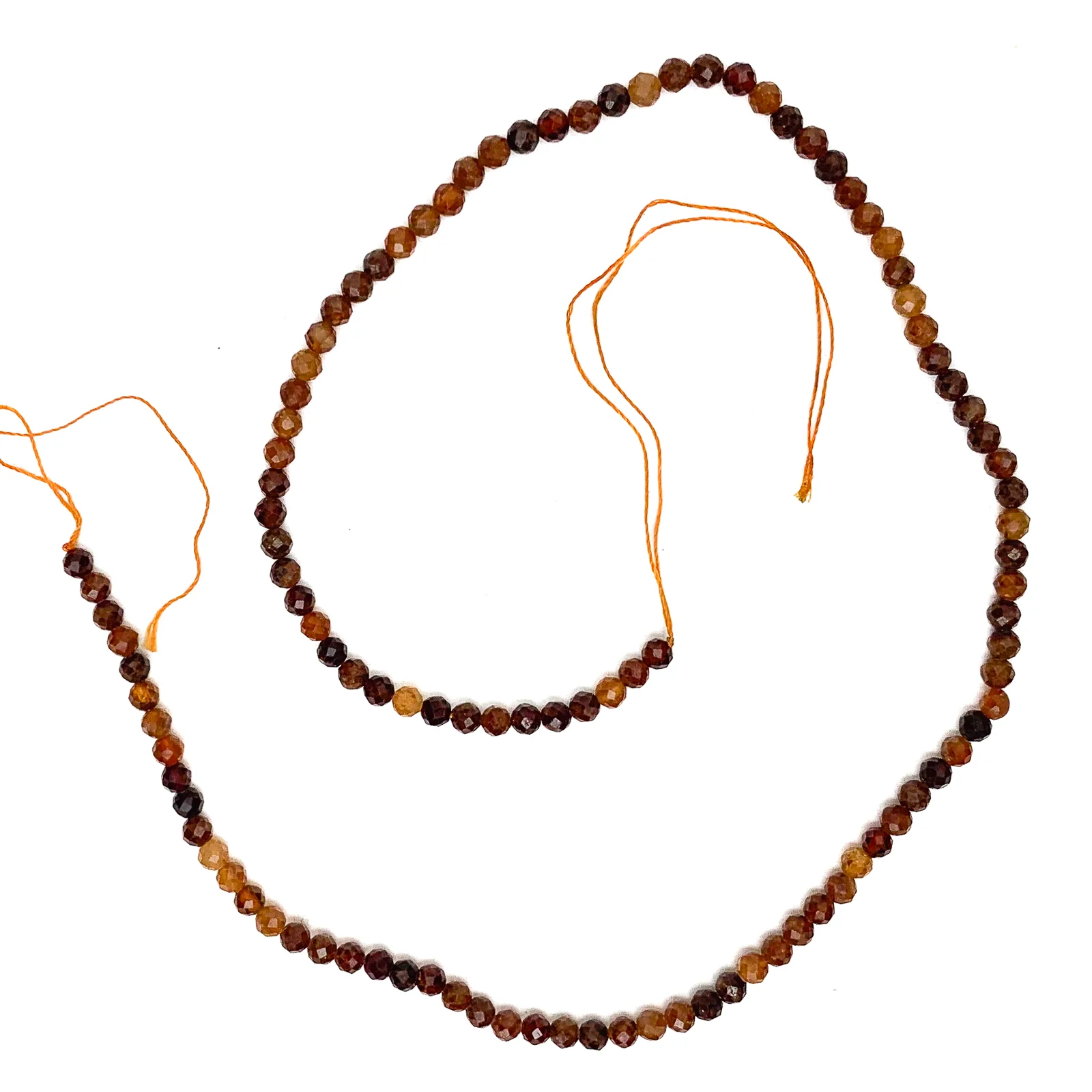 Hessonite Garnet 3.5mm Faceted Rounds Bead Strand - Image 2