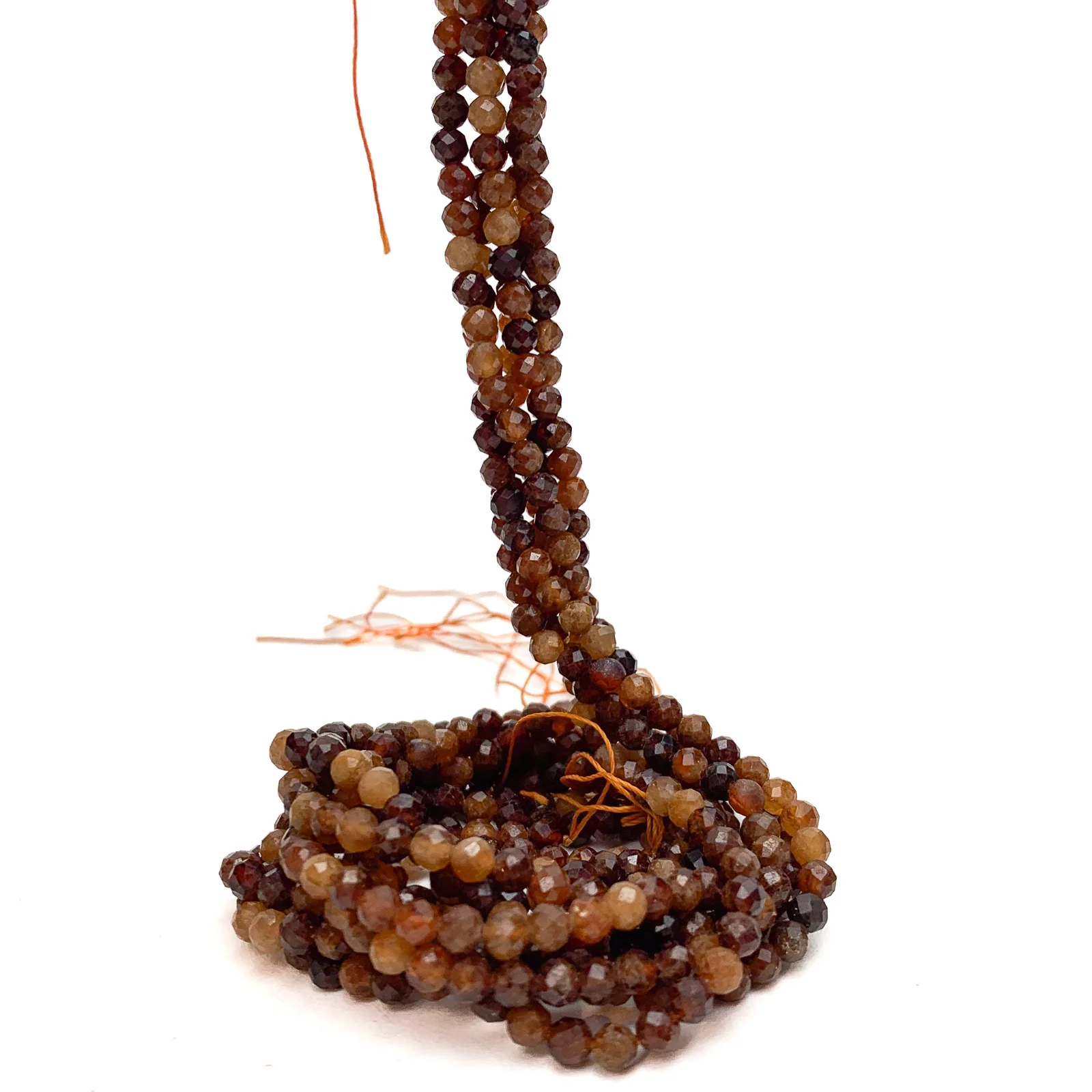 Hessonite Garnet 3.5mm Faceted Rounds Bead Strand - Image 3