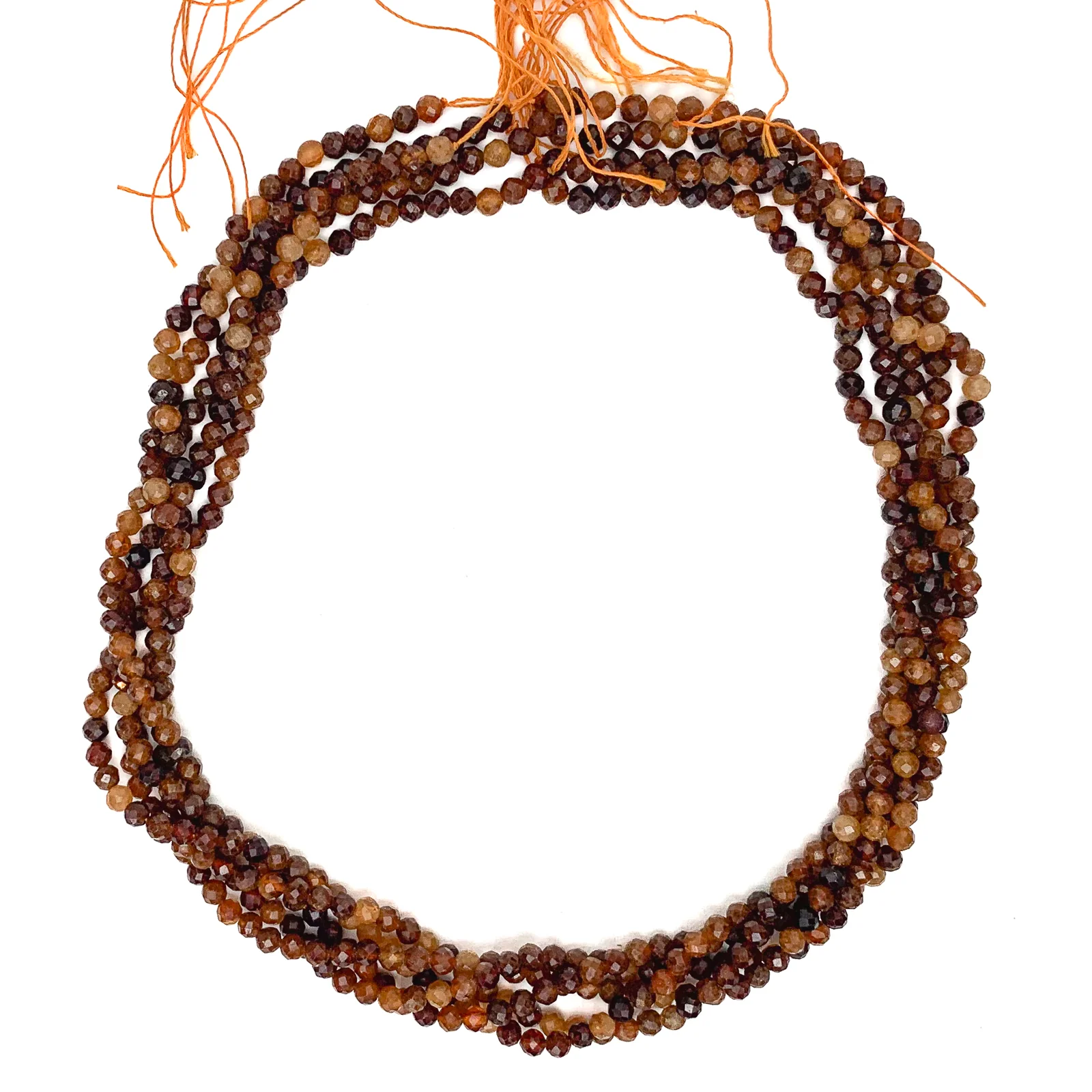 Hessonite Garnet 3.5mm Faceted Rounds Bead Strand - Image 4