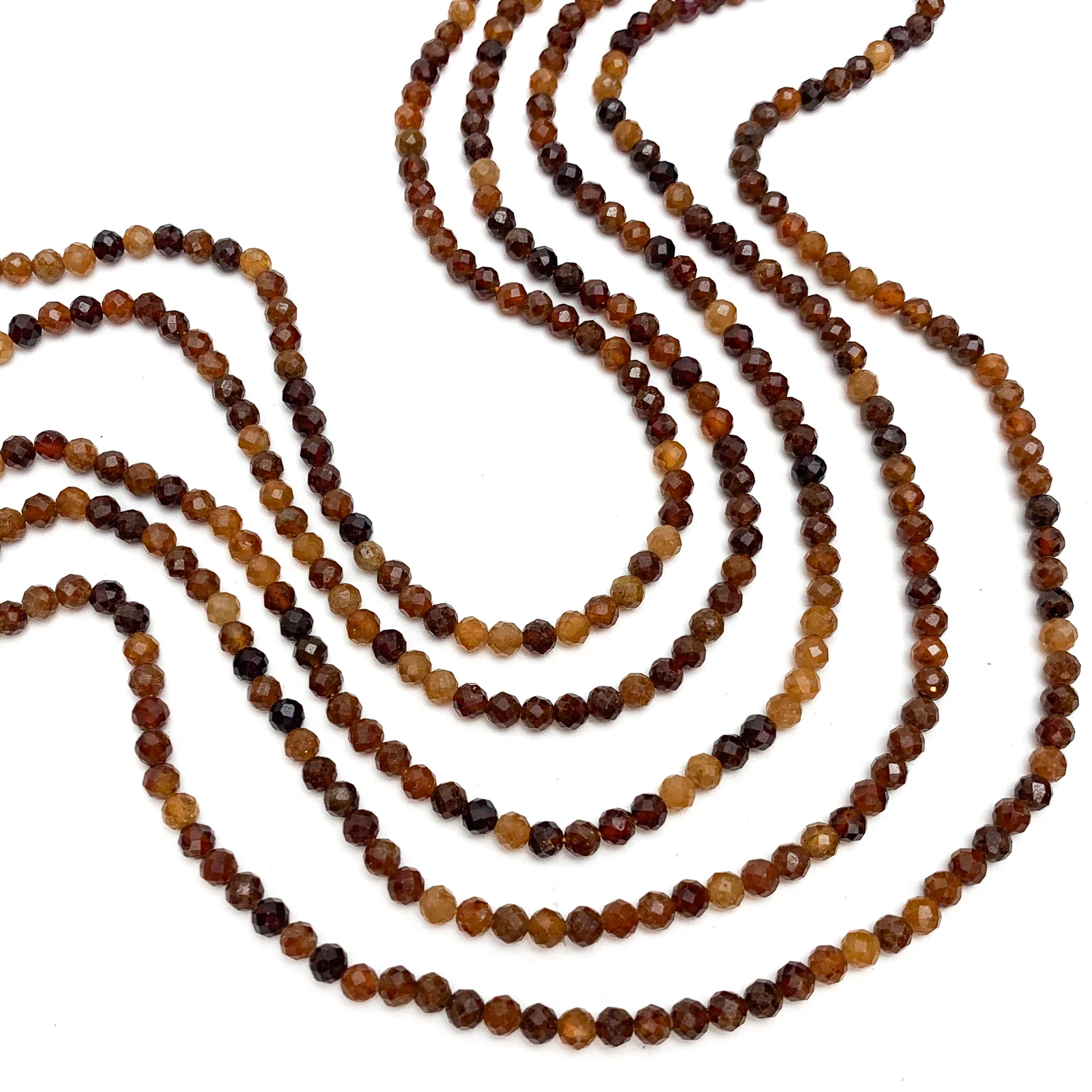 Hessonite Garnet 3.5mm Faceted Rounds Bead Strand - Image 5