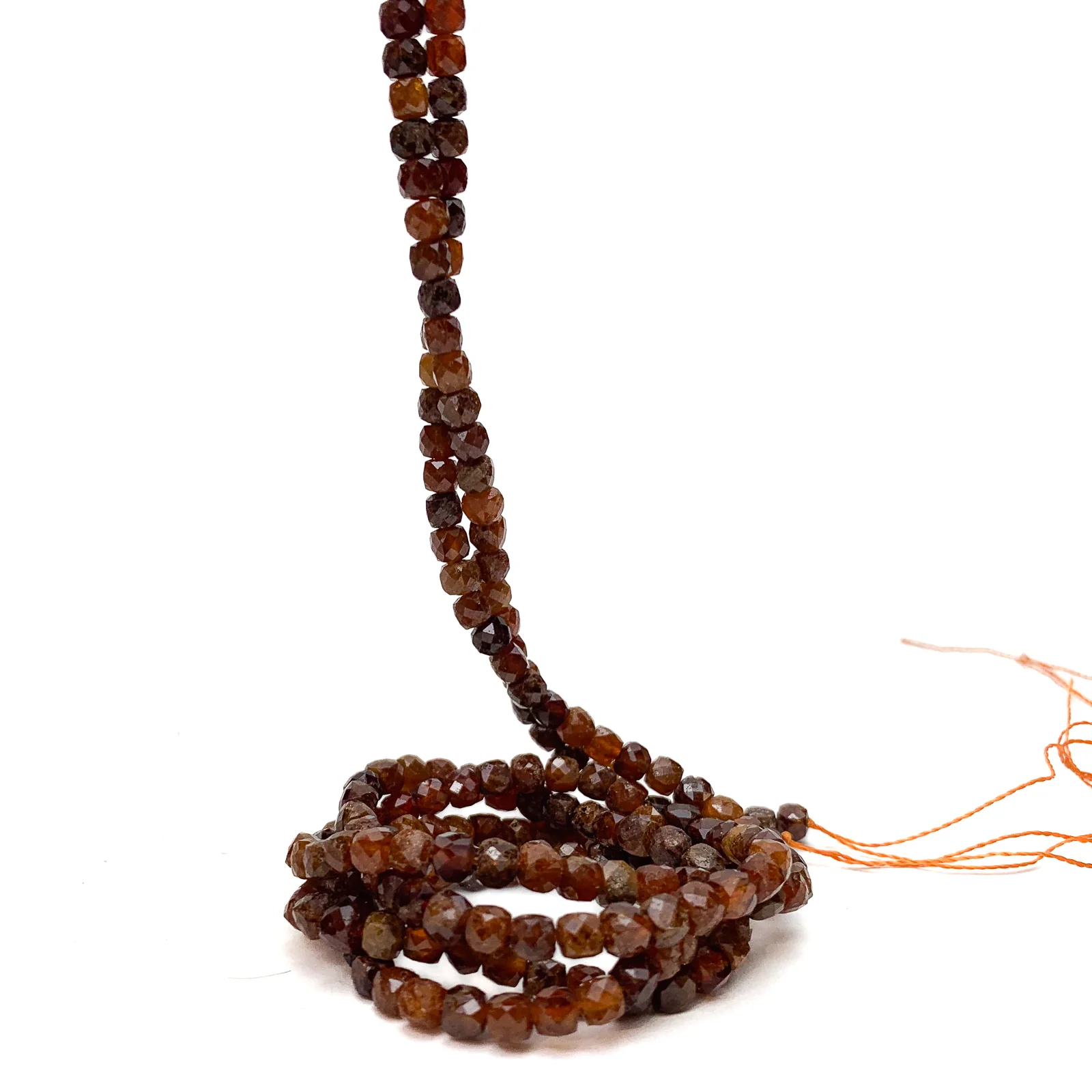 Hessonite Garnet 4mm Faceted Cubes Bead Strand - Image 3