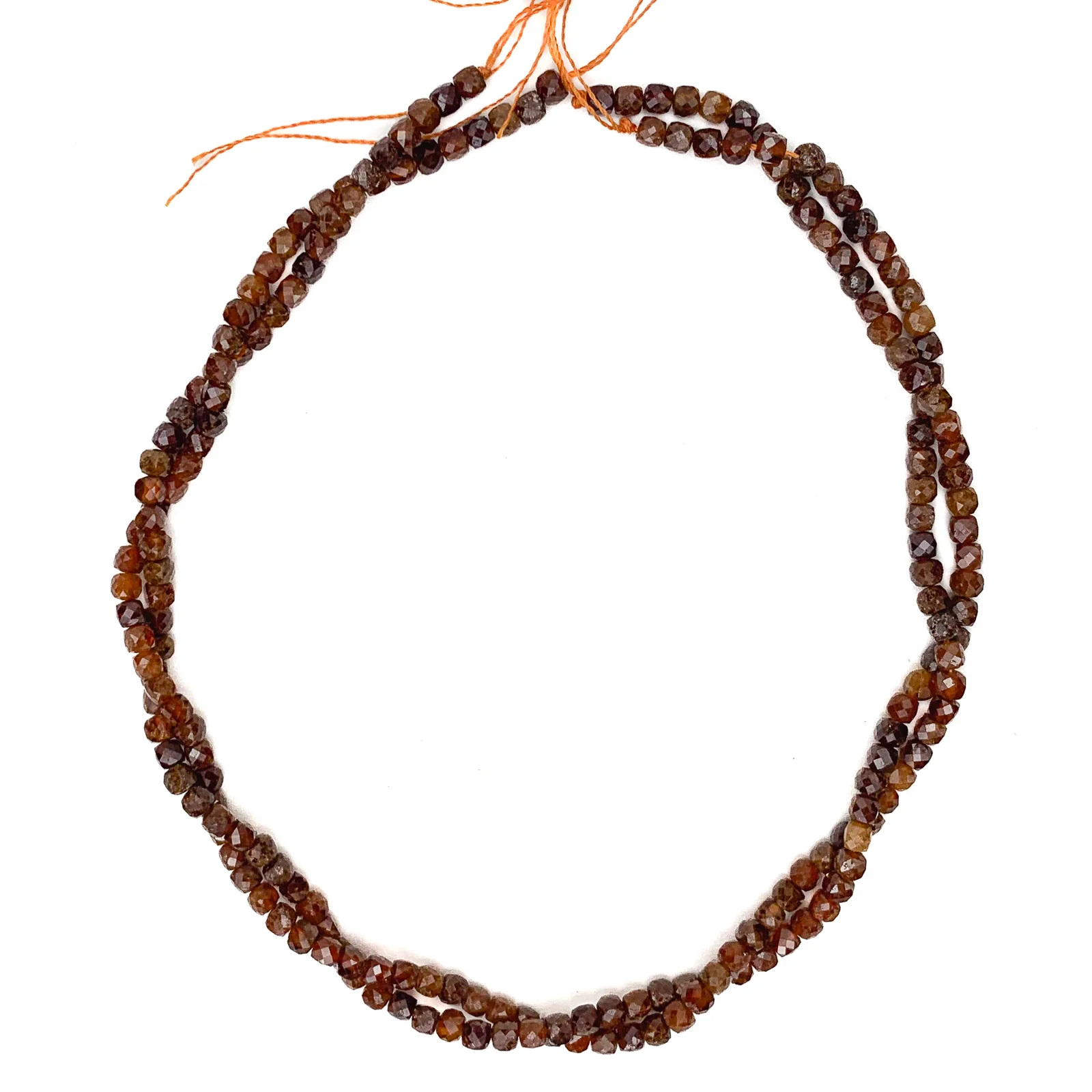 Hessonite Garnet 4mm Faceted Cubes Bead Strand - Image 4