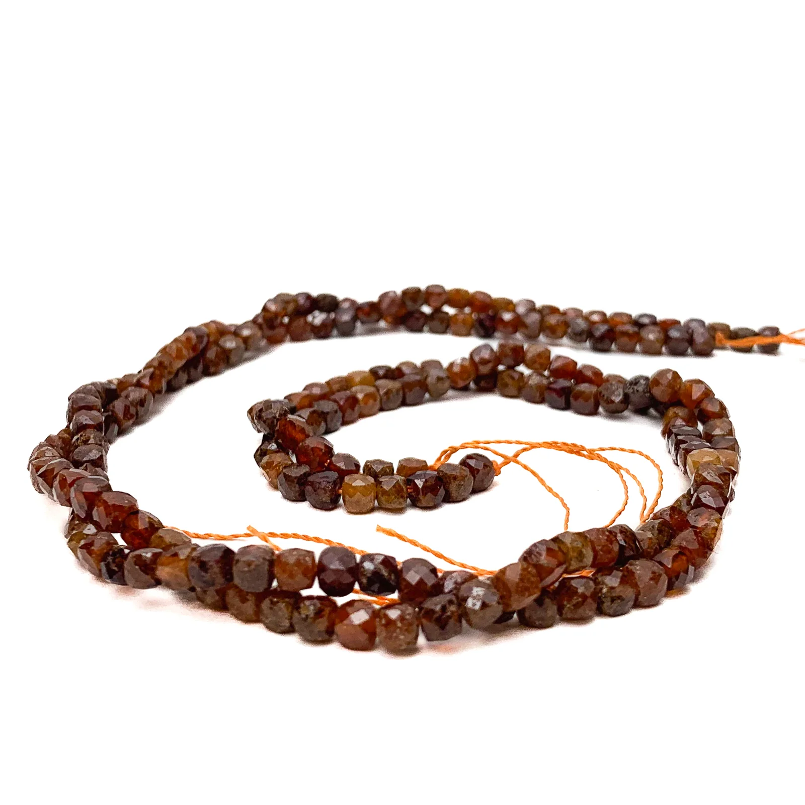 Hessonite Garnet 4mm Faceted Cubes Bead Strand - Image 5