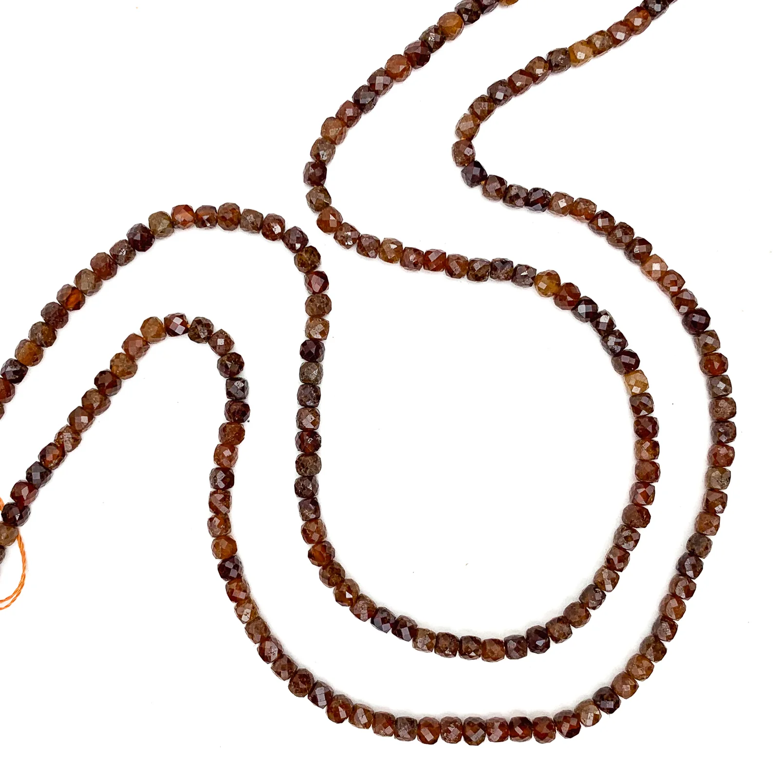Hessonite Garnet 4mm Faceted Cubes Bead Strand - Image 6