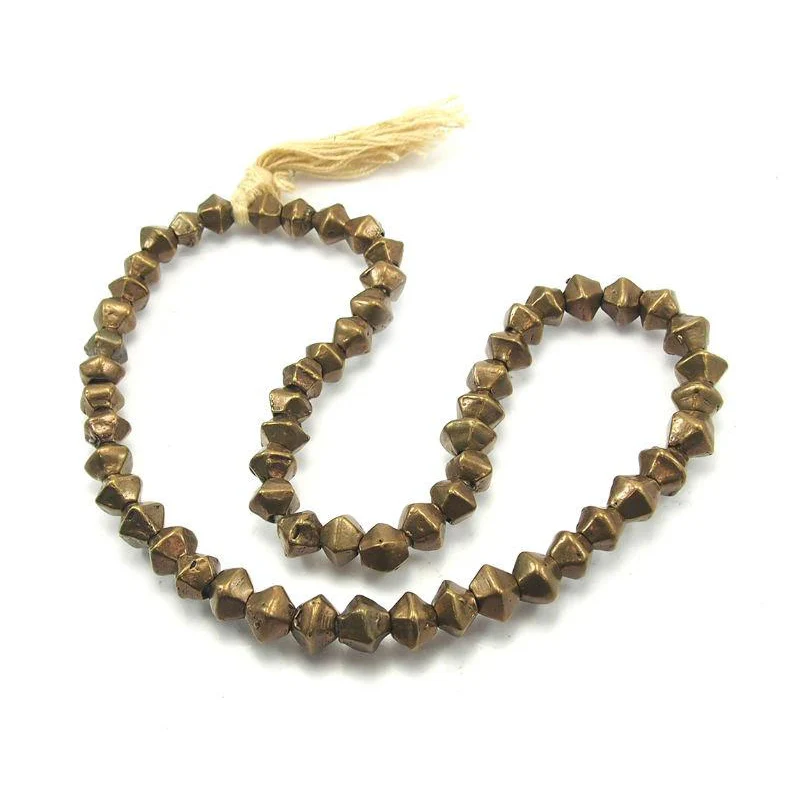 Indian Antique Hexagonal Brass Bicones Large Strand / Necklace - Image 2