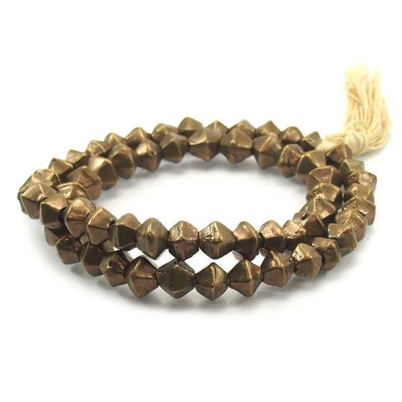 Indian Antique Hexagonal Brass Bicones Large Strand / Necklace - Image 3