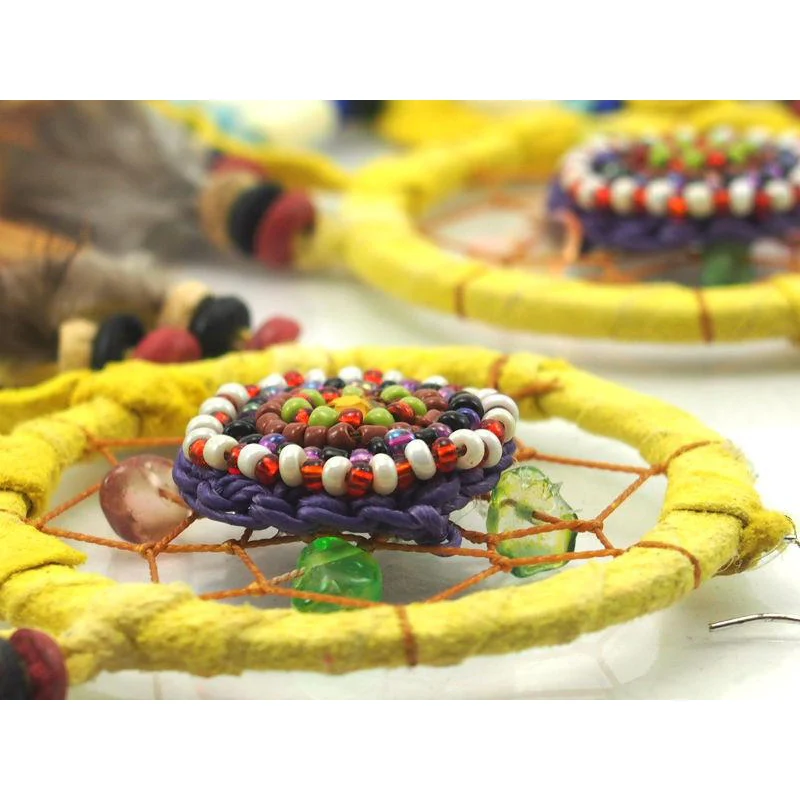 Hill Tribe Crocheted Dreamcatcher Earrings - Image 3
