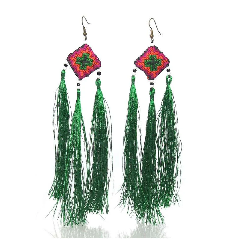 Hill Tribe Crocheted Earrings, K - Image 2