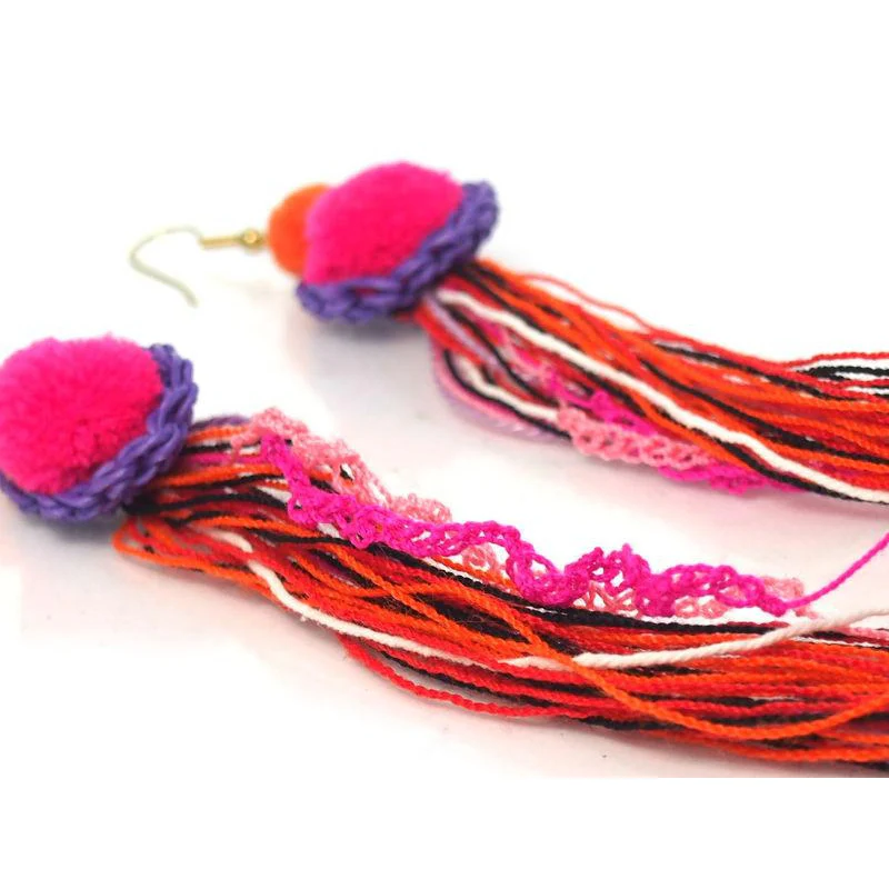 Hill Tribe Crocheted Earrings, F - Image 3