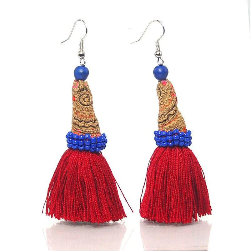 Hill Tribe Crocheted Earrings, A - Image 2