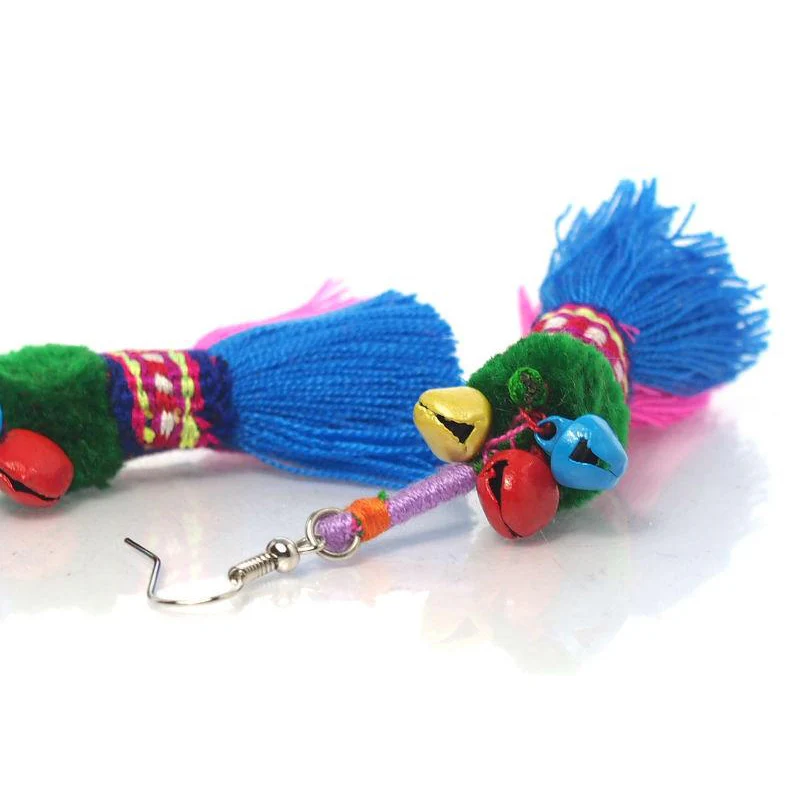Hill Tribe Tassel Earrings, D - Image 2