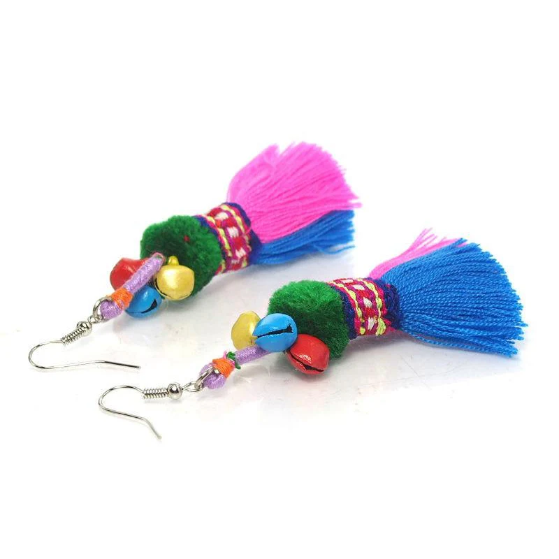 Hill Tribe Tassel Earrings, D - Image 3