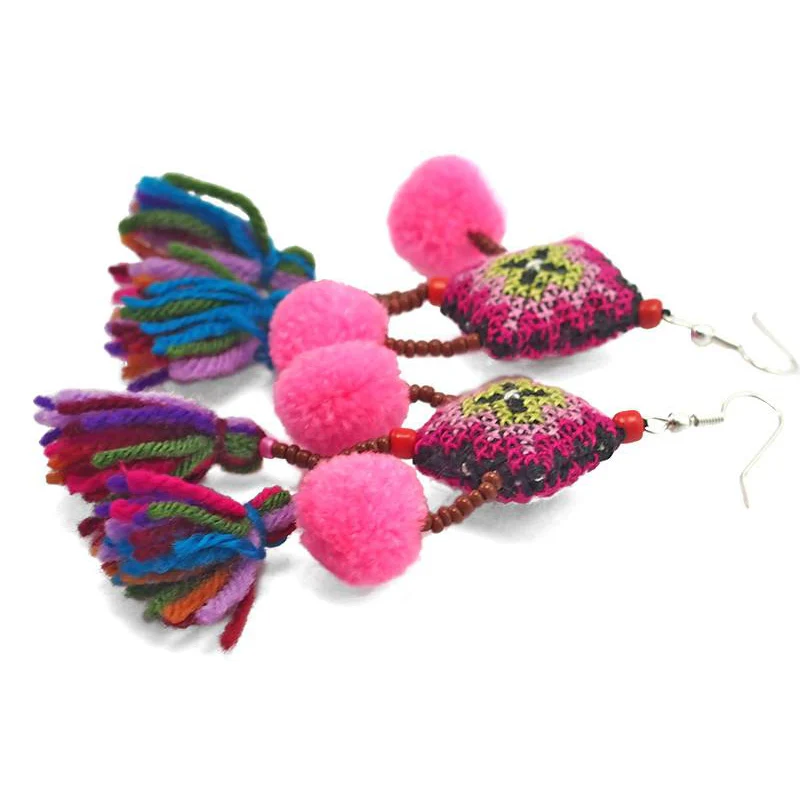 Hilltribe Chrocheted Earrings, N - Image 2