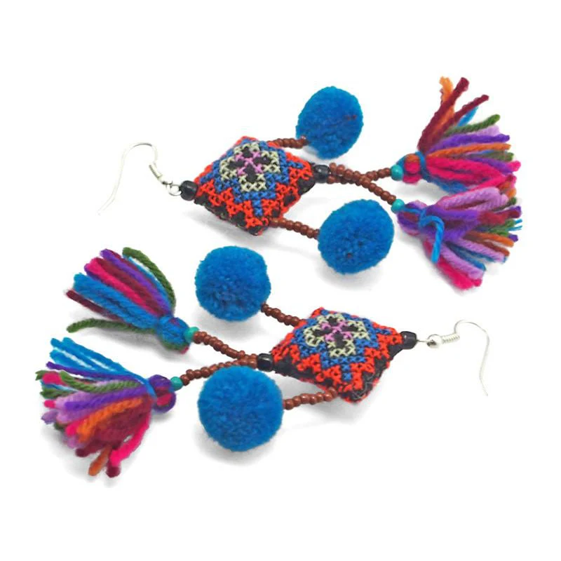 Hilltribe Chrocheted Earrings, O - Image 2