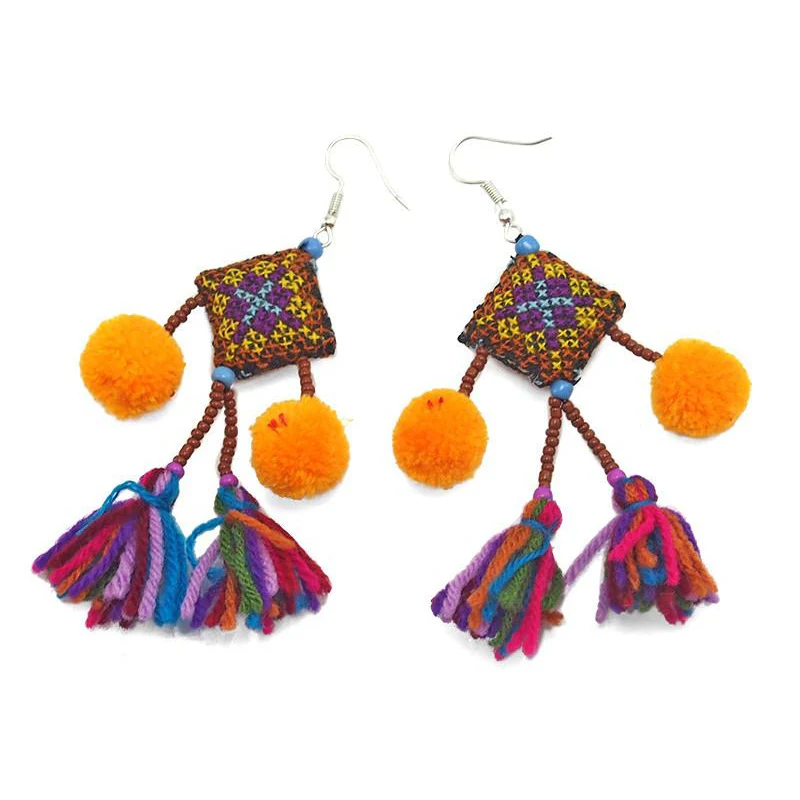 Hilltribe Chrocheted Earrings, P - Image 2