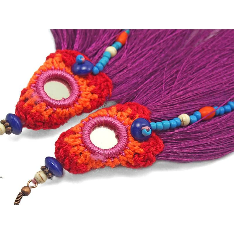 Hilltribe Chrocheted Earrings, Q - Image 2