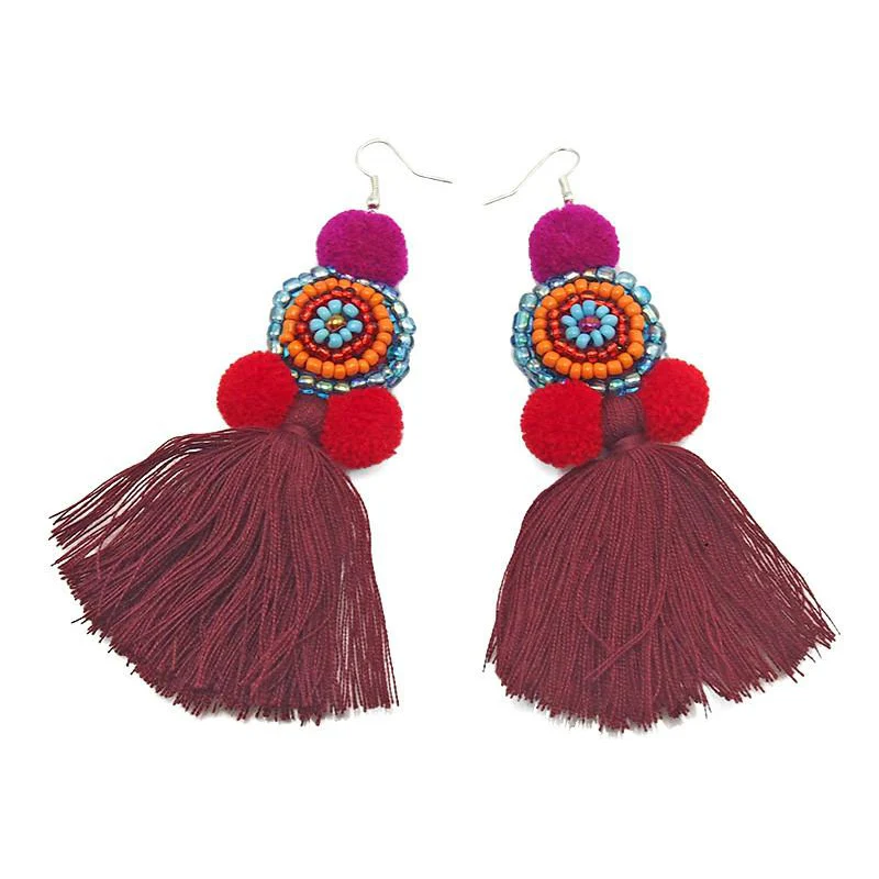 Hilltribe Chrocheted Earrings, T - Image 2