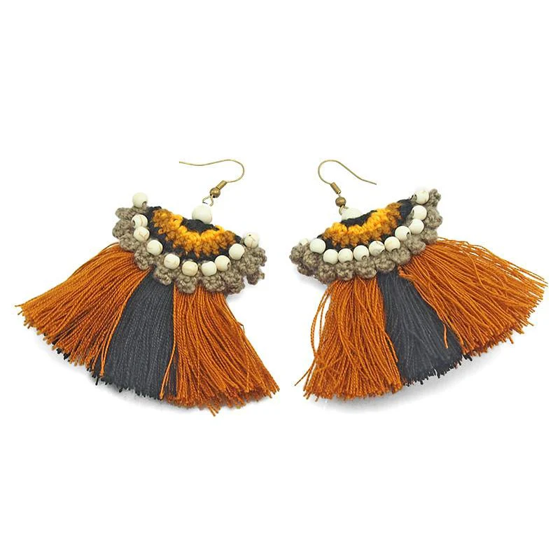 Hilltribe Chrocheted Earrings, V - Image 2
