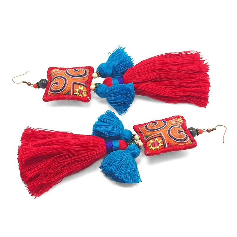 Hilltribe Chrocheted Earrings, Y - Image 2