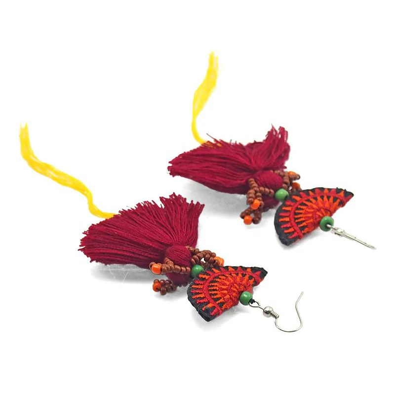 Hilltribe Chrocheted Earrings, AA - Image 2