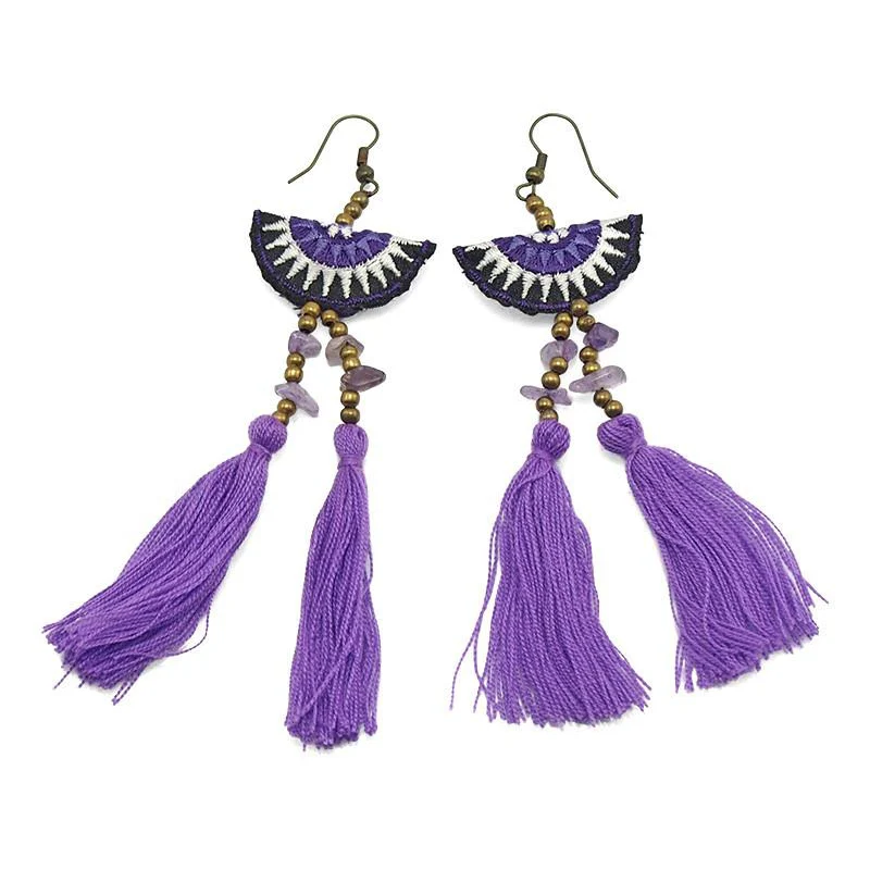Hilltribe Chrocheted Earrings, AB - Image 2