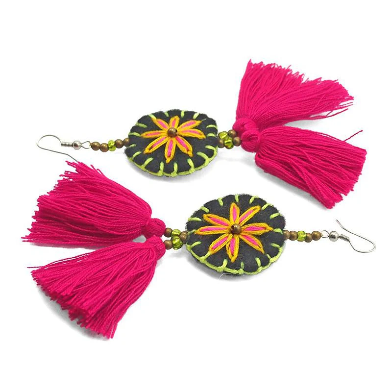 Hilltribe Chrocheted Earrings, AC - Image 2