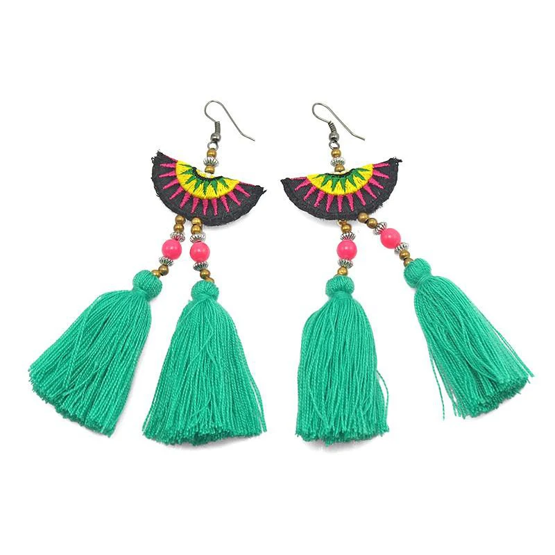Hilltribe Chrocheted Earrings, AD - Image 2