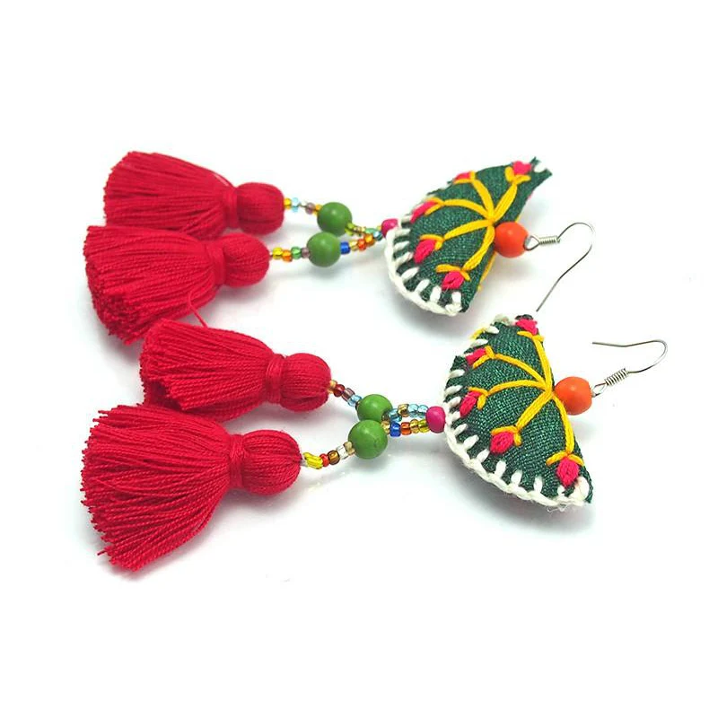 HIlltribe Crocheted Earrings, K - Image 2