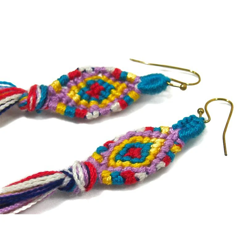 HIlltribe Crocheted Earrings, O - Image 2